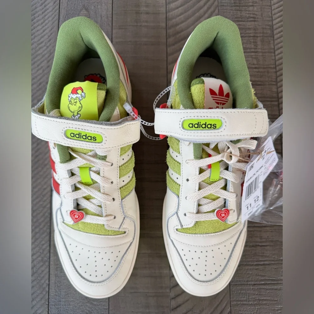 Adidas Forum ‘The Grinch X’ Low-Top Leather Sneakers Men’s Size 11 (NWT)